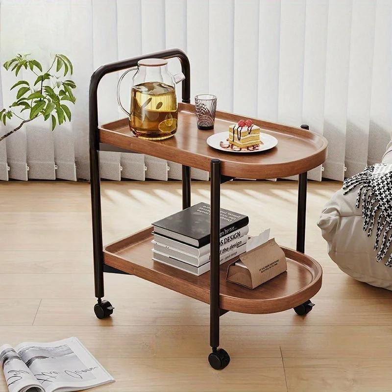 Nordic Style Rolling Side Table, Sofa Table with Wheels - Suitable for Modern Style Home Decor and Storage