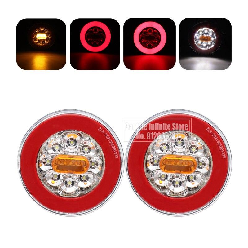 1/2/4 шт. светодиодный задний фонарь для грузовика 12-24 В, динамический задний сигнал багажника, лампа заднего хода, задний стоп-сигнал для автомобиля, прицепа, грузовика, автофургона, автобуса