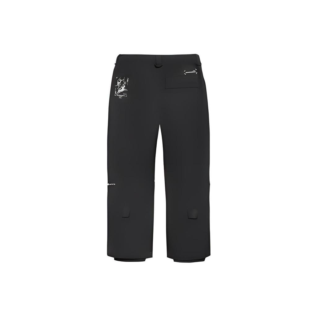 Свободные прямые лыжные брюки с принтом логотипа Li Ning Ski Series, черные брюки унисекс AHXR048-1