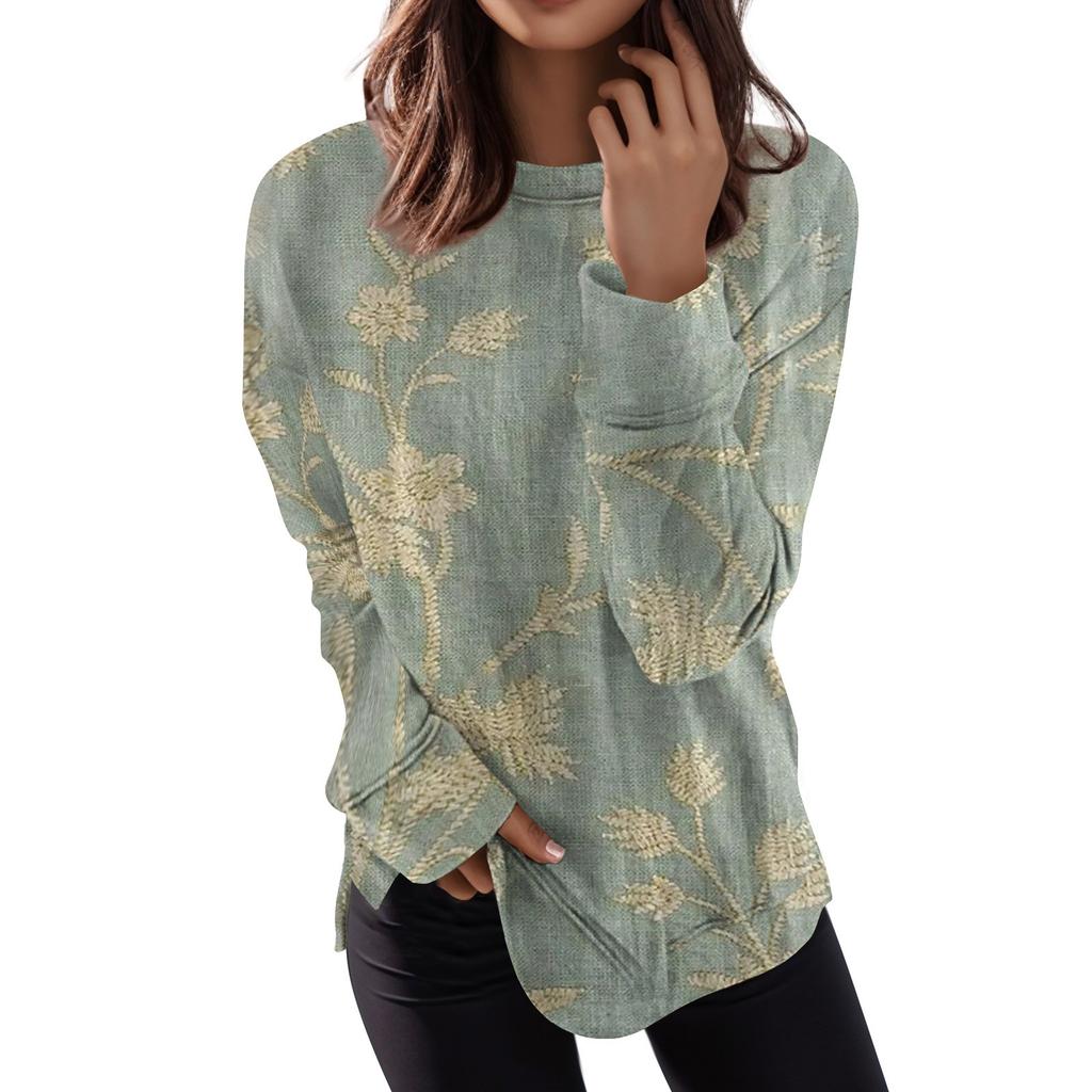 Женский повседневный модный пуловер с длинным рукавом и круглым вырезом с принтом