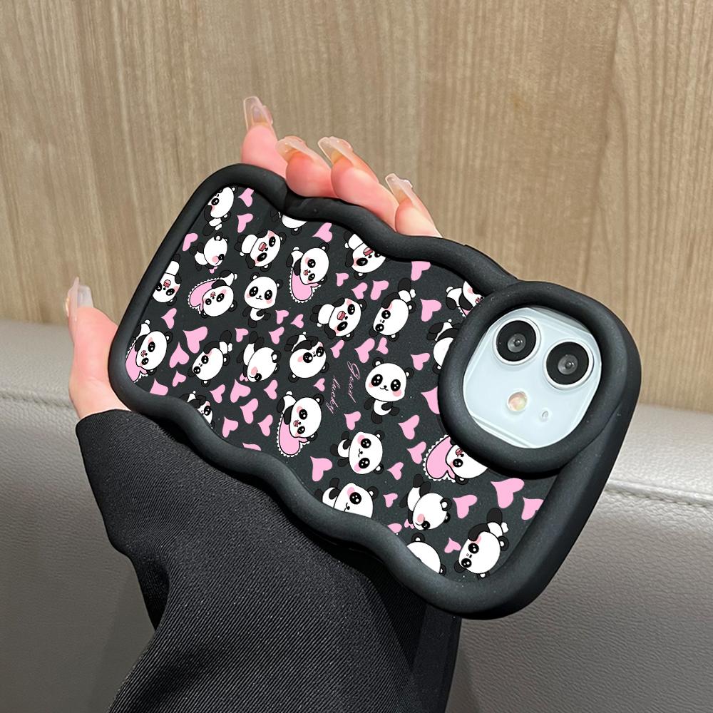 Cute Panda Soft Phone Cover for Samsung Galaxy A52 A73 A12 A11 S24 Ultra 5G S23 S22 S21 S20 FE Wave Edge Shockproof Protective Rubber Case