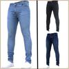 Мужские брюки с высокой талией, эластичные джинсы на молнии, повседневные облегающие брюки, мужские брюки-карандаш больших размеров, узкие джинсы из денима для мужчин