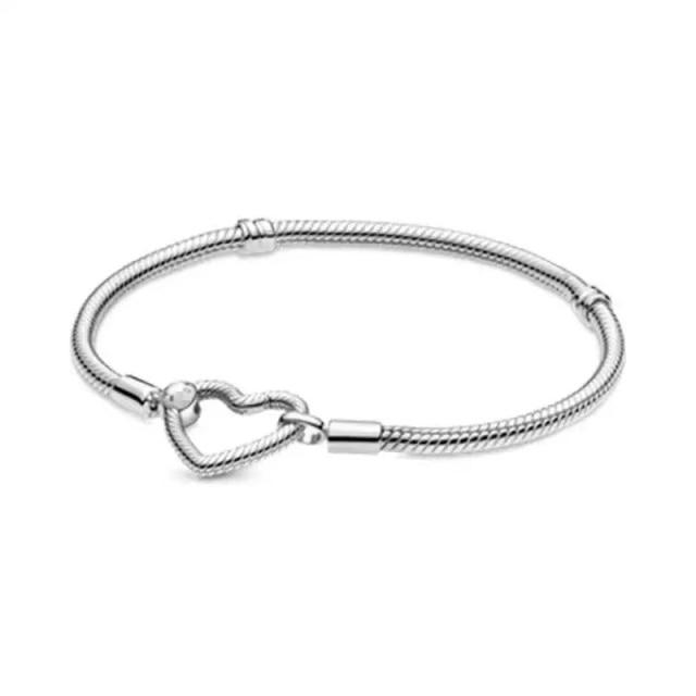 100 %Original Sterling Color Fashionable Jewelry Snake Chain Wrist Bracelet Women Shining Crown O Fit Charm Beads Clips Trendy Present