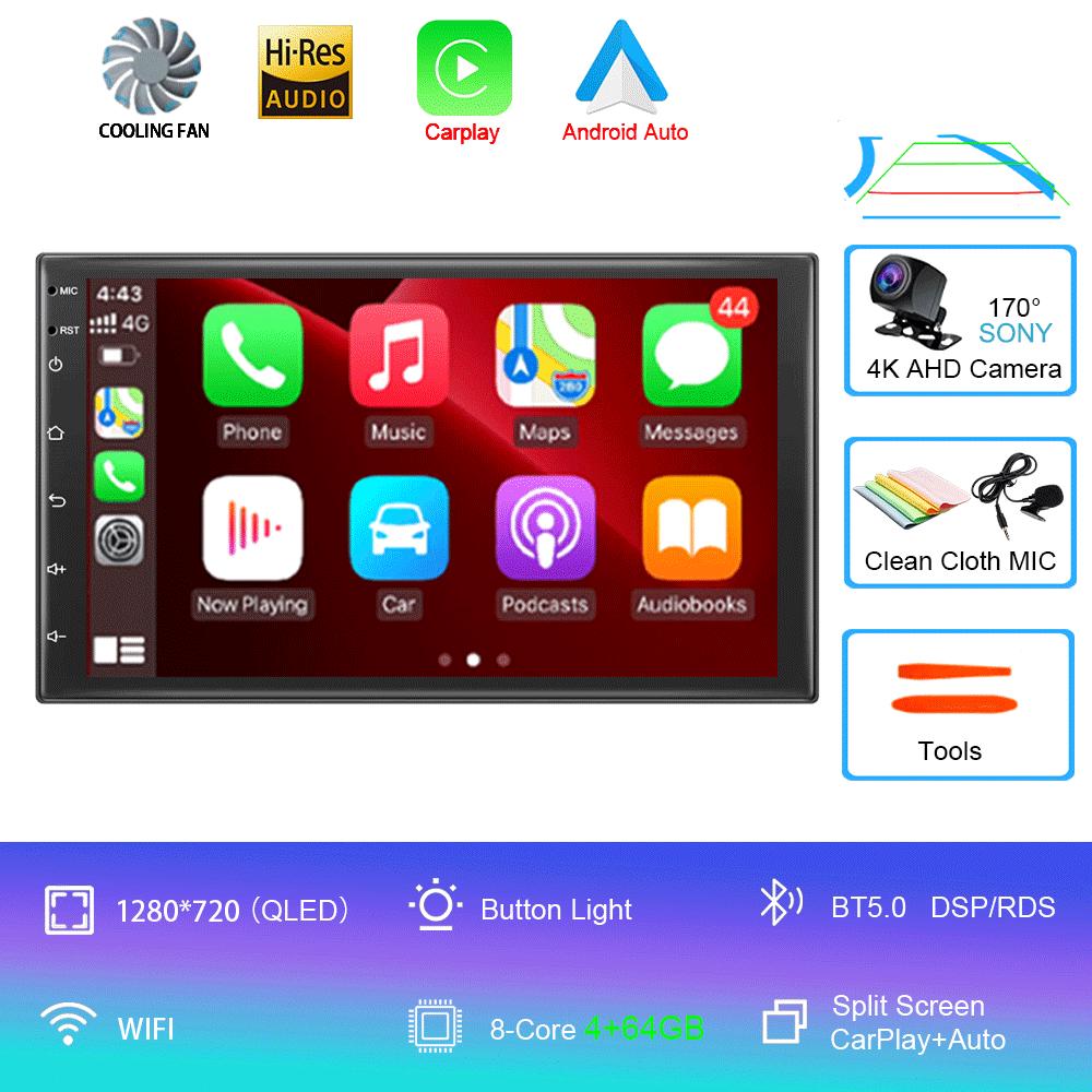 Универсальная 7" Автомагнитола GPS 2 din Android 11 Auto Carplay Для Volkswagen Nissan Hyundai Toyota Мультимедийный плеер