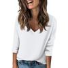 Women's T Shirt Tee Solid Color Falling Shoulder Sleeve 3/4 Sleeve Daily Weekend Fashion Basic V Neck Regular Top