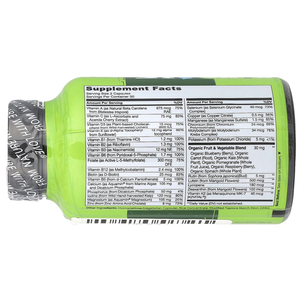 Men's Natural Food Multivitamin, Veggie Capsules 60