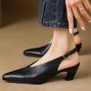 Новые туфли-лодочки на высоком каблуке с эластичной резинкой, женские туфли на толстом каблуке, с закрытым носком, одинарные туфли из натуральной кожи, черные, рабочие, маленькие кожаные туфли, удобные