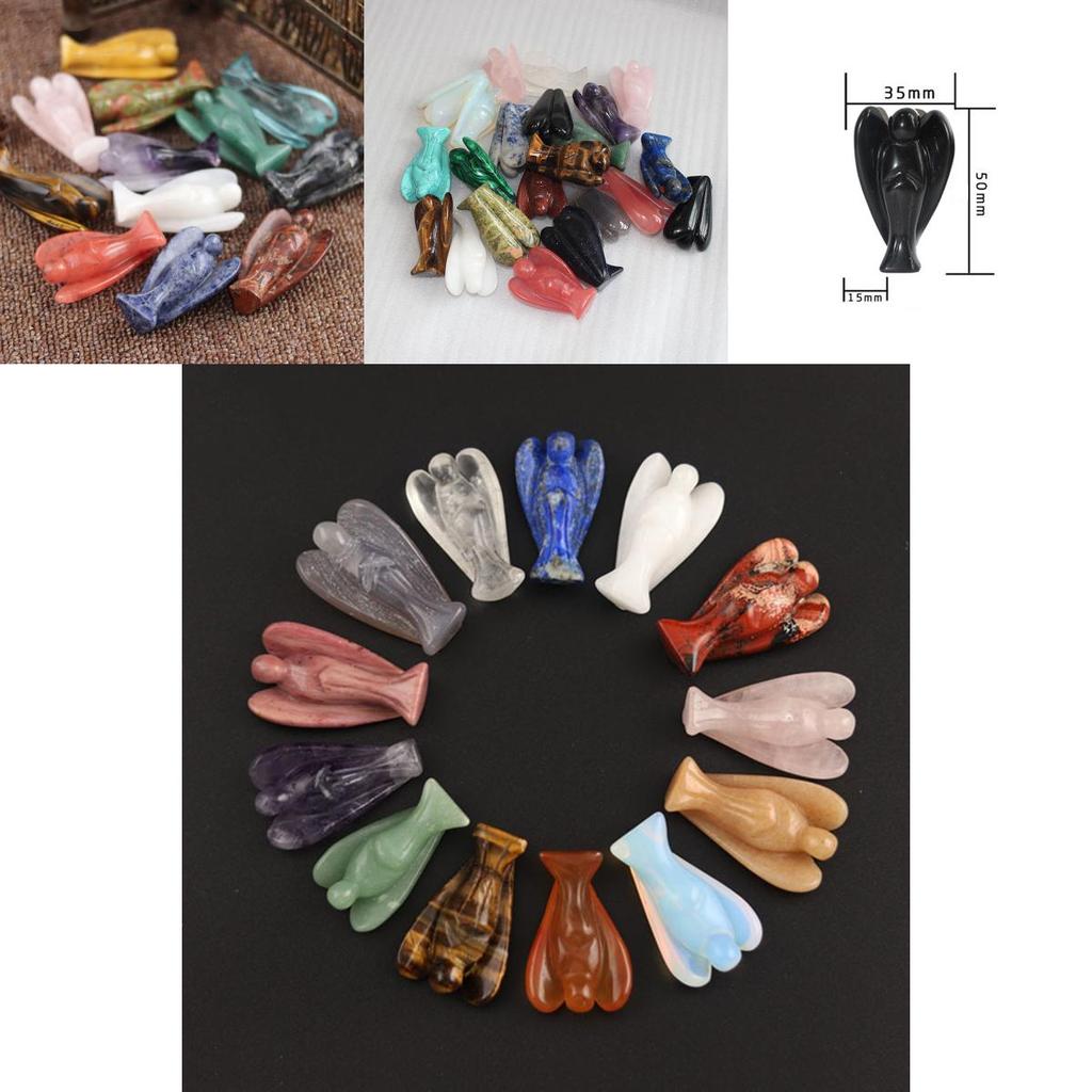 Unique Natural Gemstone Healing Crystal Carved Pocket Guardian Angel Perfect Home Decor Gift