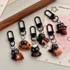 6Pcs Lovely Chocolate Coffee Bag Charm Pendant Couples Backpack Purse Decoration Cartoon Black Cat Keychain For Women Gift