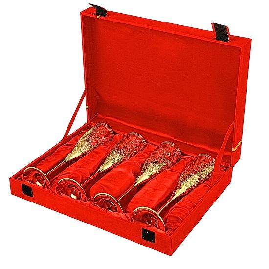 Латунные бокалы для вина, металлический кубок, фужеры для шампанского, подарок на годовщину свадьбы паре, набор из 4 флейт для корпоративных клиентов