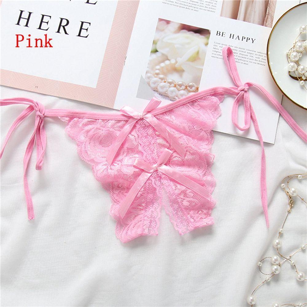 Nightwear Sleepwear Bowknot Lace G-string Crotchless Underwear Open Crotch Sexy Bondage Panties