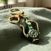 Alloy Key Holder Retro Teapot Keychain with Rhinestones, Ethnic Style Pitcher Vintage Pot Ring, Decorative Pendant for Handbags Backpacks Car