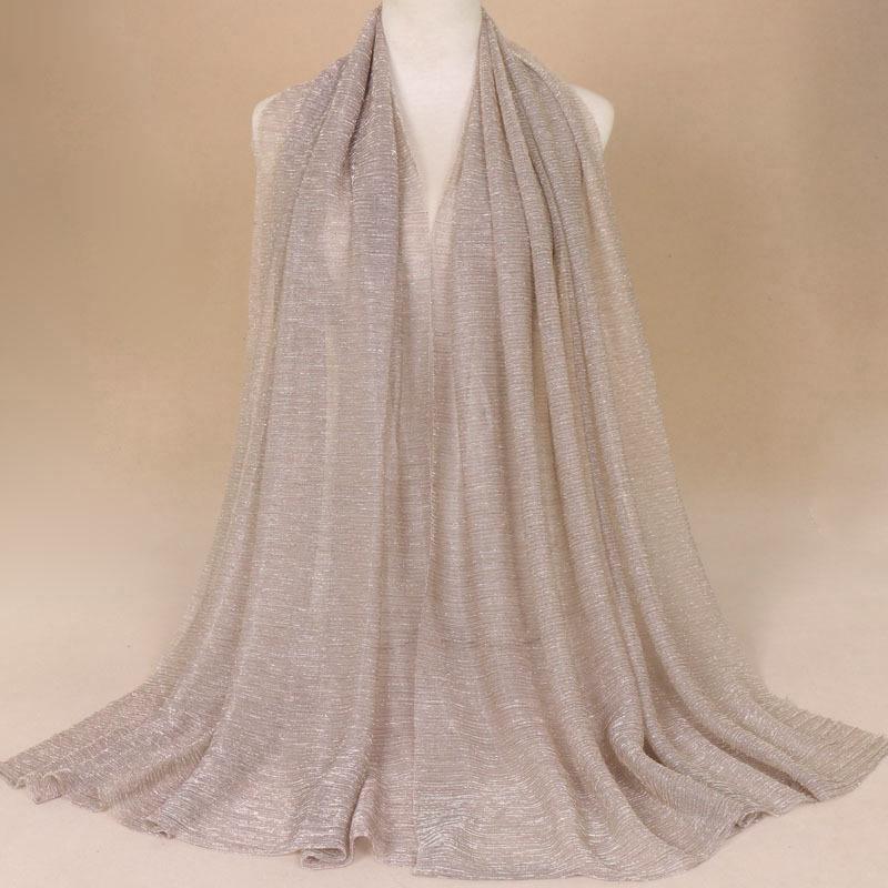 Autumn New Gold Thread Nylon Scarf For Women Girls Solid Color Sunscreen Scarves Soft Foulard Viscose Female Wrap Shawls