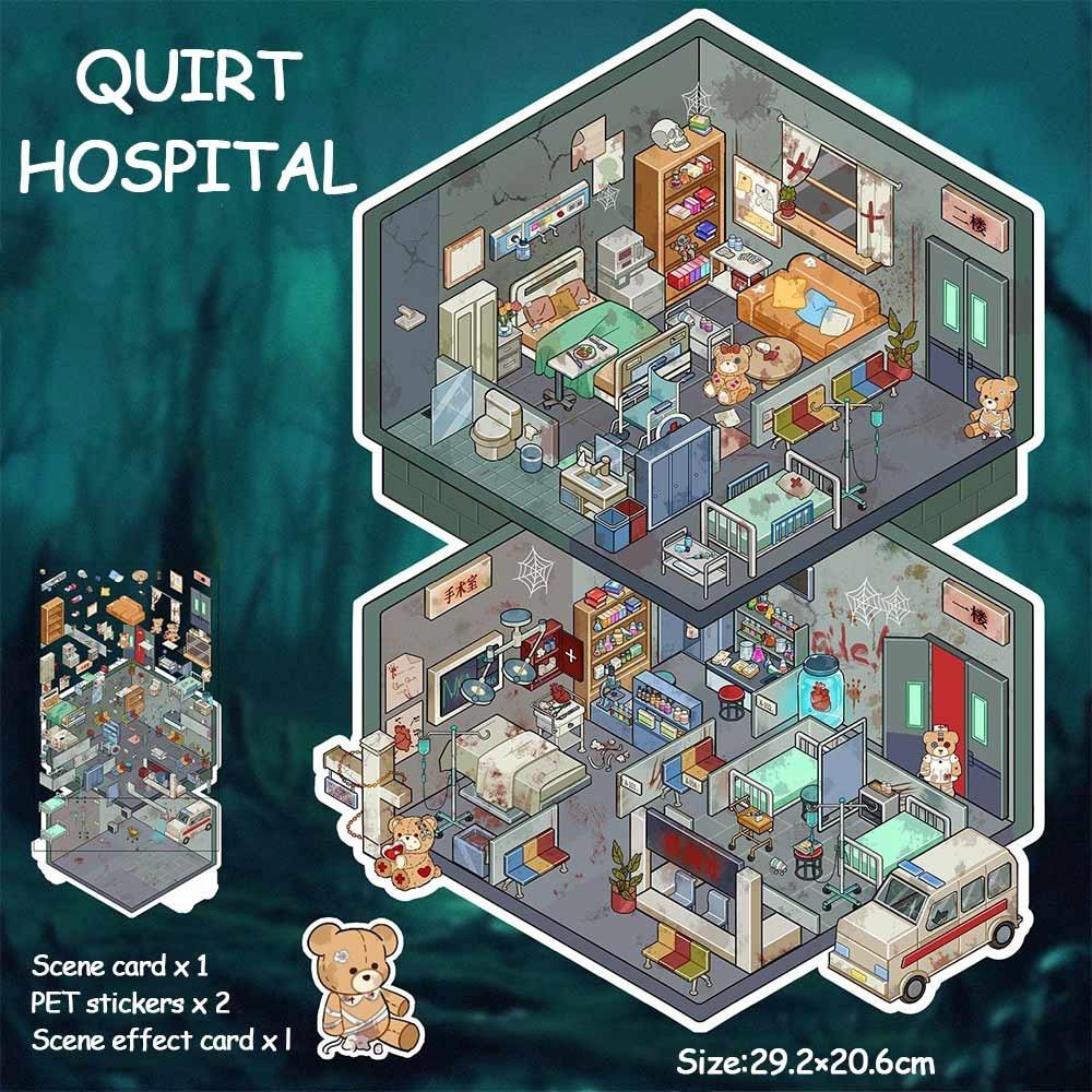 Large Size Miniature Collection Stickers PET Sticker Paper Miniature Scene Collection Kids