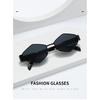 Polygonal rhombus-shaped metal sunglasses for women, featuring wide temples