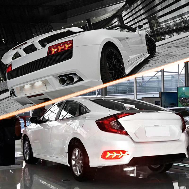 Динамический плавный сигнал поворота, светодиодный отражатель заднего бампера, вождение автомобиля, стоп-сигнал для Honda Civic 2016 2017