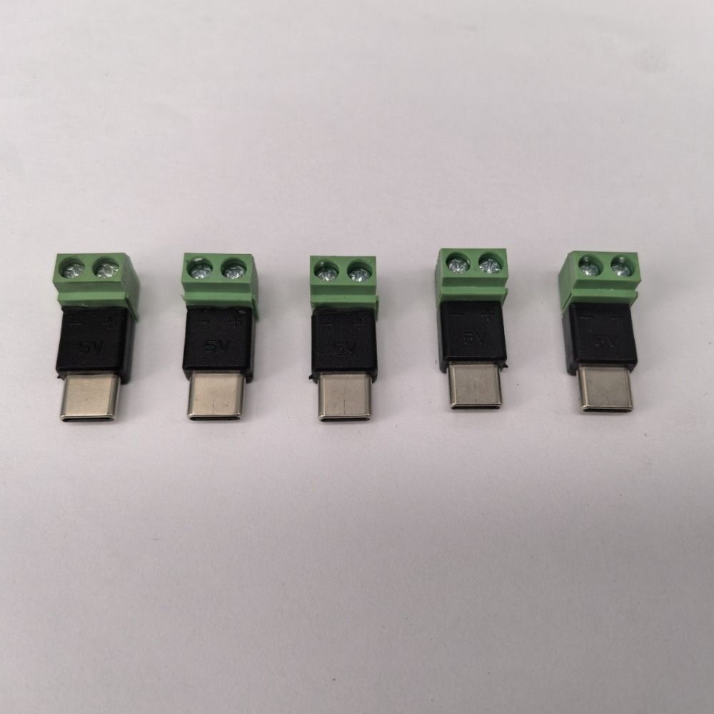 Type C Male 5V to 2 Pin USB C to 2Pin Terminal Adapter Solderless Plug Cannot Data Transfer No Solder Green Terminal