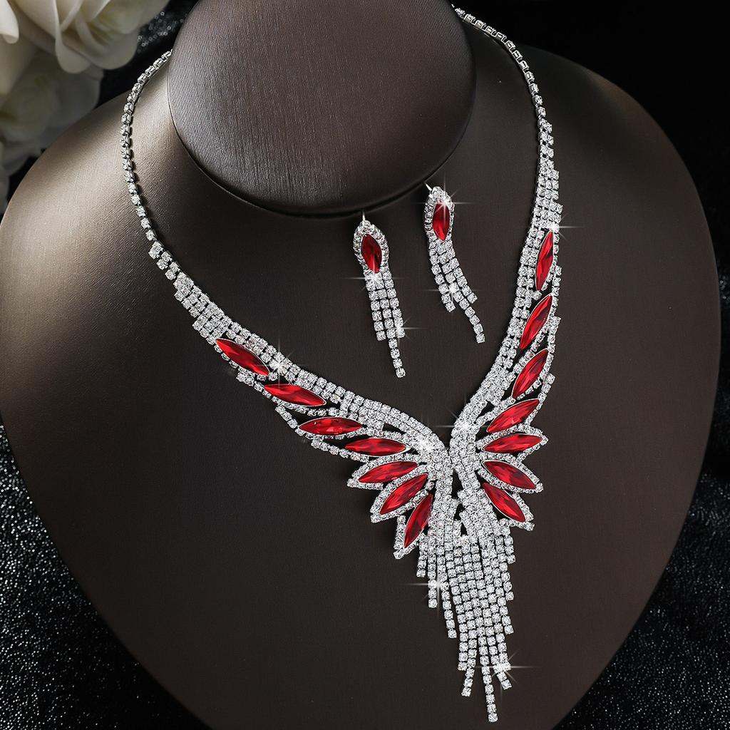 3 предмета Женская модная медная цепочка-коготь с инкрустацией бриллиантами, геометрическое ожерелье с кисточками, серьги, цирконовый набор, свадебная вечеринка, фестивальный подарок