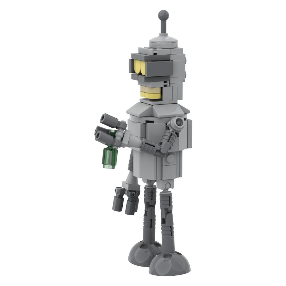 MOC Futurama Bender Robot Model Building Blocks Animation Action Figure Furious Robot Creative Design Brick Toy Gift