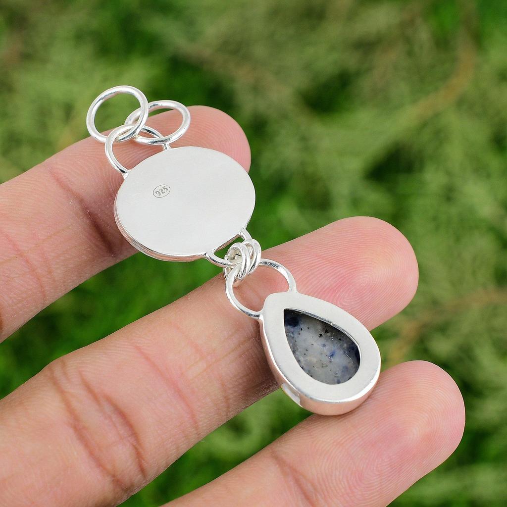 Daughters Day Sale 925 Silver Third Eye Chakra Sodalite Gemstone Wedding Pendant