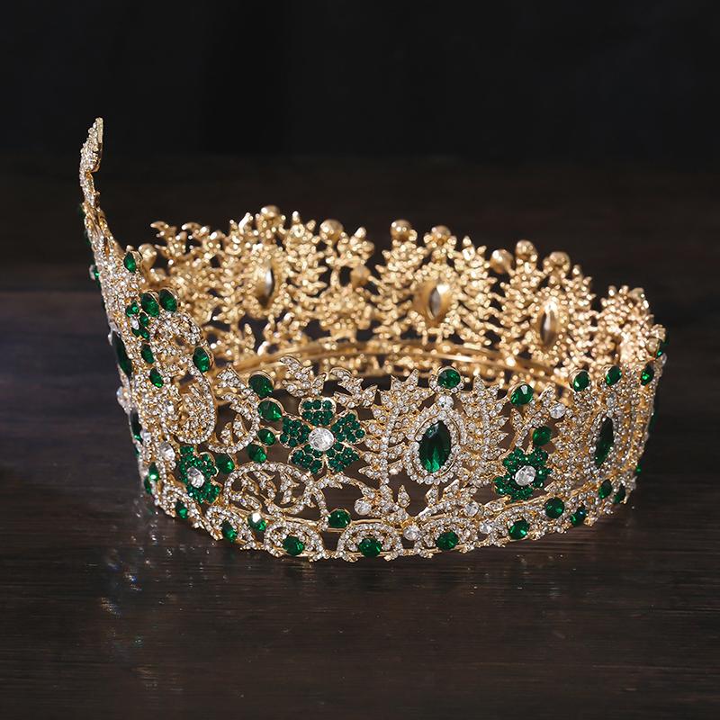 Baroque Large Diadem Bridal Crown Pageant Miss Tiaras Headdress Bride Wedding Dress Hair Jewelry Accessories