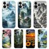 Для iPhone 15 16 14 13 12 mini 11 Pro Max XS X XR SE 7 8 Plus Силиконовый Прозрачный Чехол Пейзажное Искусство Роскошный Чехол для Телефона
