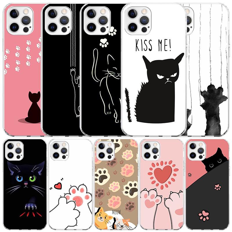 Cat Footprint Funny Paw Cute Phone Case For IPhone 16 17 Air 16E 15 14 Plus 13 Mini 12 11 Pro Max 7 8 + SE 2020 Soft TPU Back Co