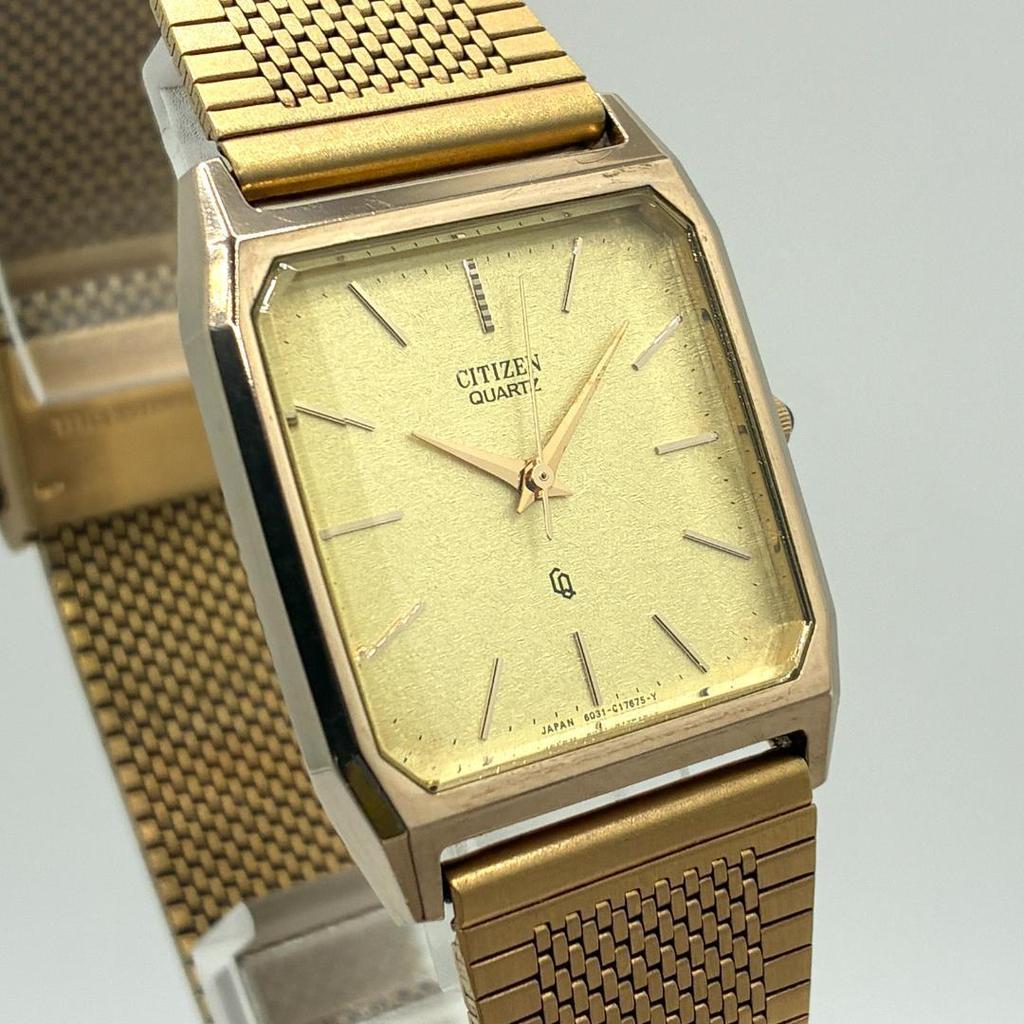 Б/у Рабочие Прямоугольные Часы-Бак CITIZEN 6031-G17675