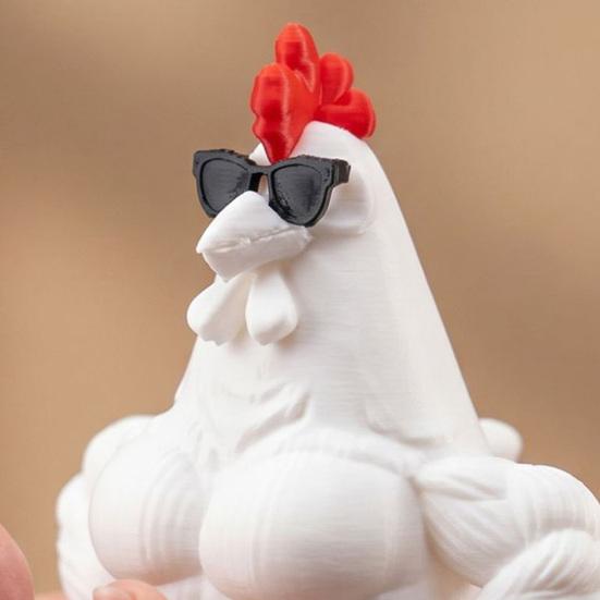 3D-печатная фигурка мышечной курицы Забавная крутая статуэтка петуха в солнцезащитных очках Коллекционная статуэтка мускулистого петуха Настольное украшение для дома Офиса Исполнительного стола