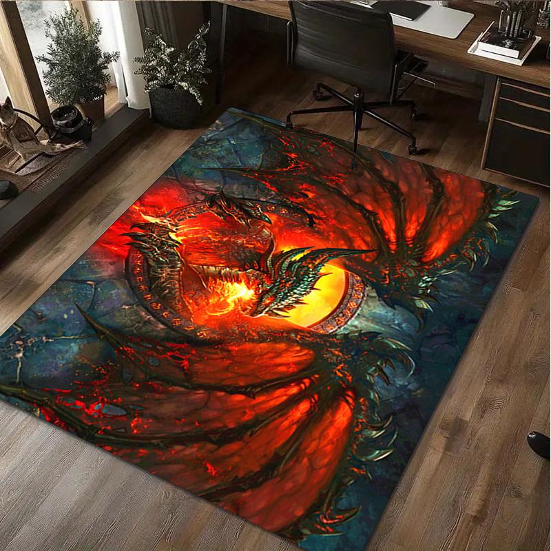 1Pc Dragon Print Rug - home decoration Carpet For Living Room Bedroom Flooring Computer Chair Area Rug