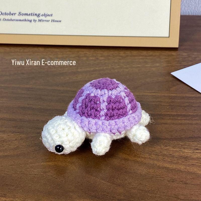 Милый брелок для ключей в виде черепахи, связанный крючком - мини-сумка из шерсти с рисунком