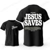 Men's Fashion Summer T-shirts Christian Jesus Creative Graphic Printed Tshirt Casual Sports Short Sleeve T-shirt Jesus Saves Top
