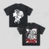 Свободная футболка Berserk Стирка Оверсайз Хлопок Аниме Двусторонний принт Мужчины Женщины Короткий рукав Ретро Уличная одежда Хлопок Женская Мужская Одежда