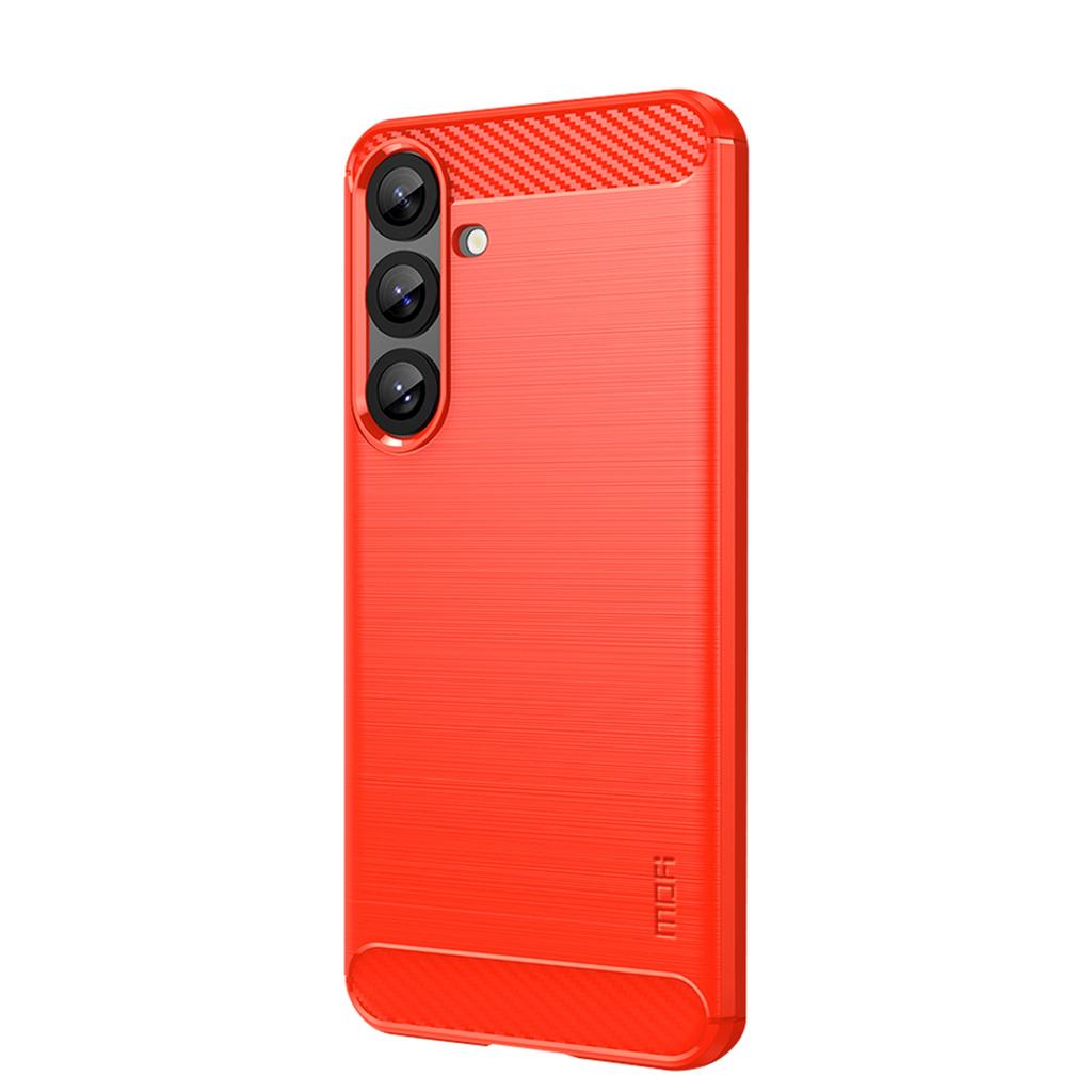 For Samsung Galaxy S25+ Back Cover MOFI Brushed Texture Carbon Fiber Soft TPU Case