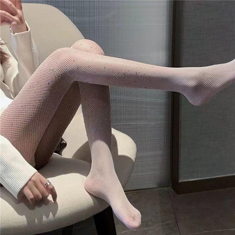 Стразы Чулки Блестящие Диаманте Пайетки Чулки Сексуальная Горячая Девушка Черные Сетчатые Чулки Прочные Колготки