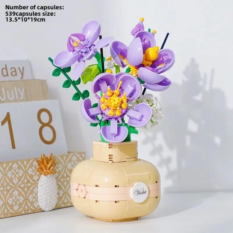 Конструктор букетов из подсолнухов, набор строительных блоков «Бонсай из роз», «Подсолнухи», «Ботанические подарки на День святого Валентина»