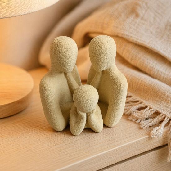 Huaqianguhh 3D-печатная фигурка семьи из 3 человек, креативные украшения для домашнего декора, компактная скульптура родителей и ребенка в скандинавском стиле, на день рождения, День благодарения