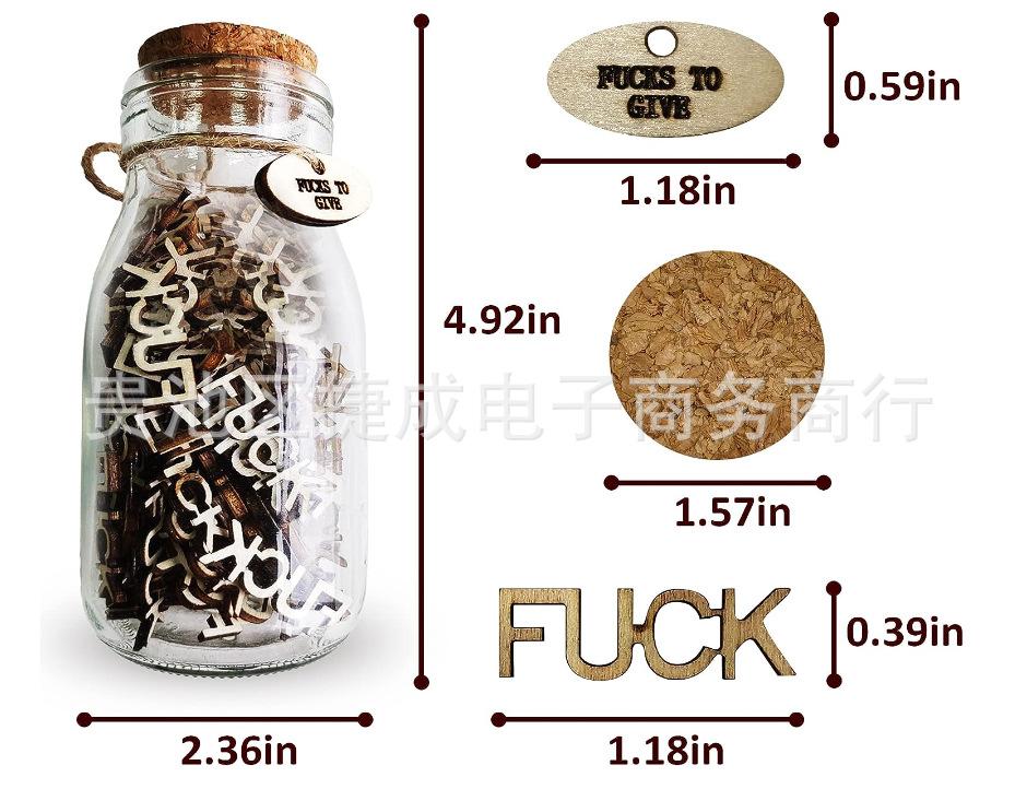 Funny Fuck Jar Gift – 100 Wooden Cutout Letter Pieces, Prank Birthday Gift for Him/Her, Novelty Desk Decor for Stress Relief