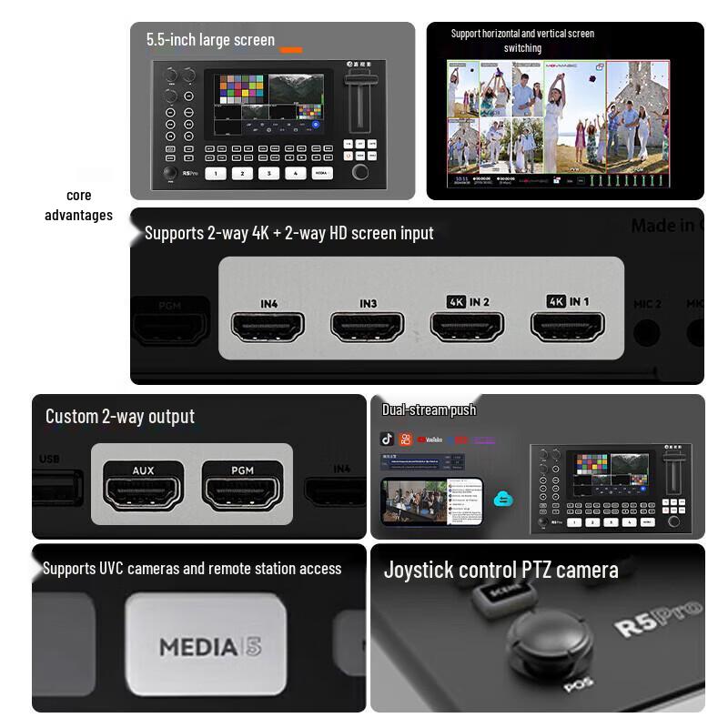JiaShiYing R5PRO+ZB20S 4K 5-Channel Live Production Switcher