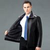 Мужские кожаные куртки с лацканами для мужчин среднего и пожилого возраста, осенняя и зимняя одежда для пап, деловые повседневные теплые кожаные куртки из искусственной кожи и бархата