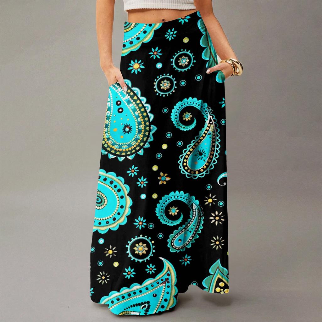 Женское струящееся платье макси, обычная повседневная летняя юбка в стиле бохо
