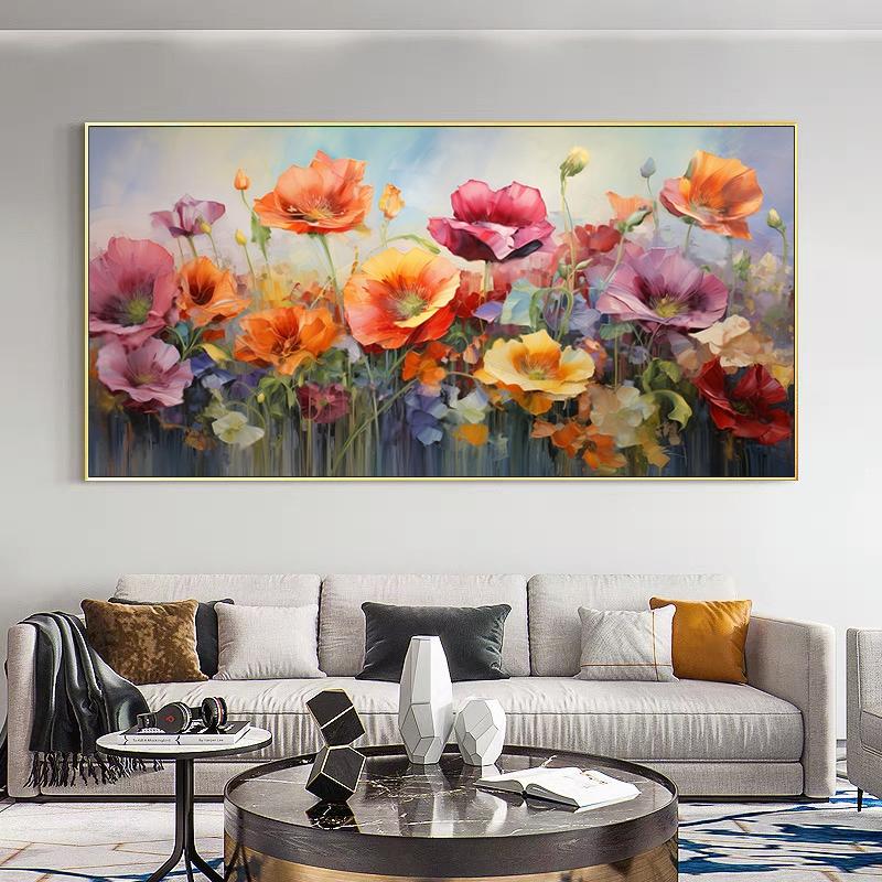Abstract Beautiful Flowers Garden Canvas Painting Wall Art Lily Red Yellow Poppy Field Posters Prints for Living Room Decor
