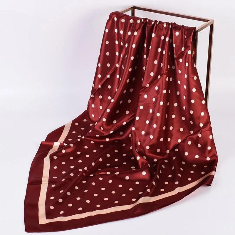 Женский платок-бандана Роскошный 90x90 см Шелковый квадратный платок Атласная бандана для волос Мягкий шейный платок Хиджаб Платки для волос для женщин