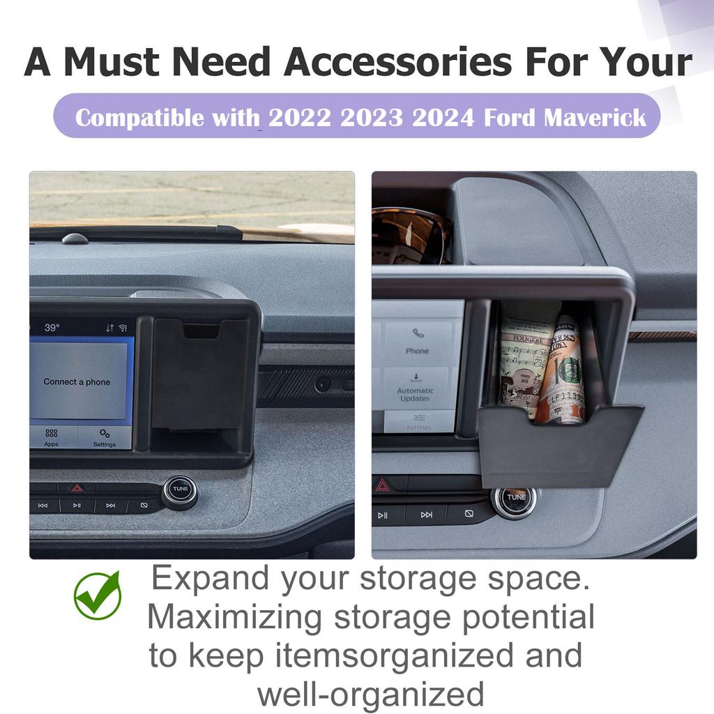Dashboard Drawer Storage Organizer for 2025 2025 2025 Ford Maverick Dash Cubby Drawer Hidden Storage Box Screen Hidden Car Box