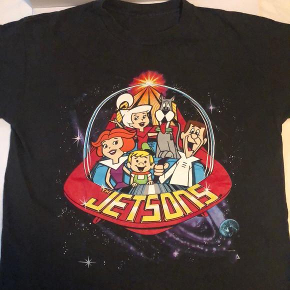 the jetsons cartoon Black T-Shirt Cotton Tee All Size S To 234Xl