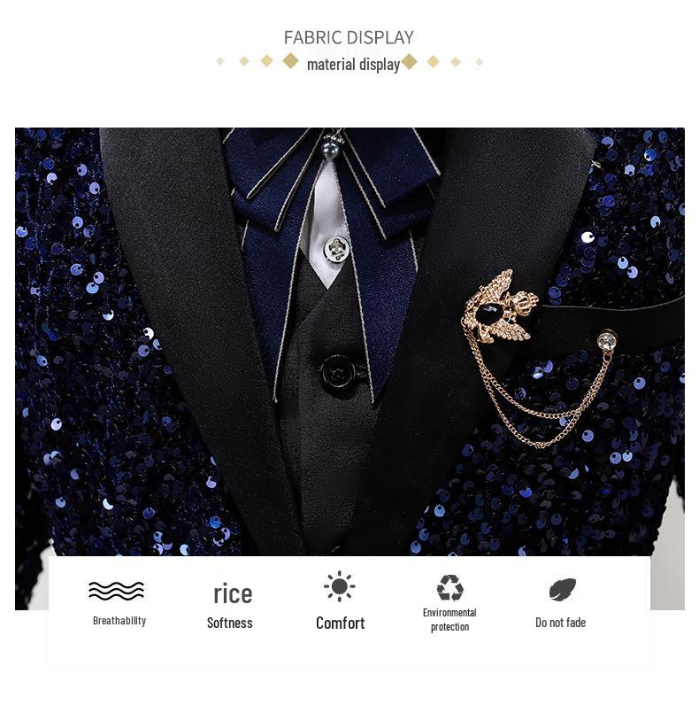 Красивый мальчишеский смокинг: Комплект с пайетками для выступлений и подиумов