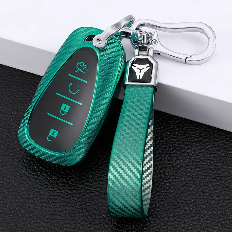 AABHN1 Carbon Fiber Car Smart Key Cover Case for Chevrolet Cruze Camaro Malibu Equinox 2016 2017 2018 2019 Key Chain
