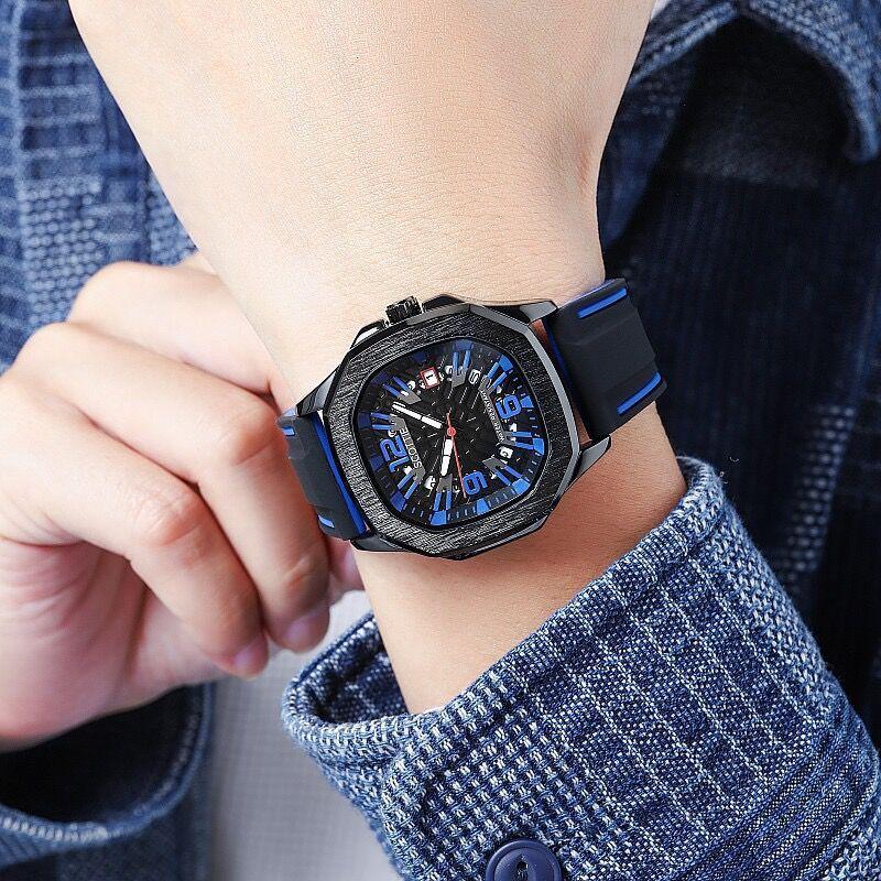 Cool Men'S Watch Rubber Strap Personality Fashion Trend Quartz Black Silicone Men'S Watch Luminous