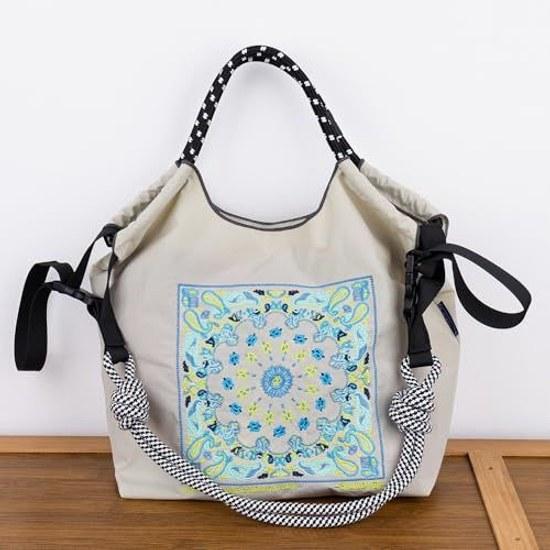 GUANBALL Eco Bag Stylish Embroidery Shopping Large Capacity Lightweight Storage Tote Foldable