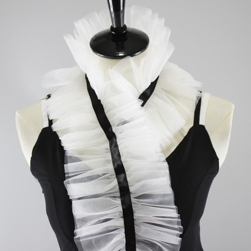 Fashion White Mesh Detachable Fake Collar Ruffle Tulle Shrug Scarf Decorative Collar Shoulder Wrap Stage Party Ornaments